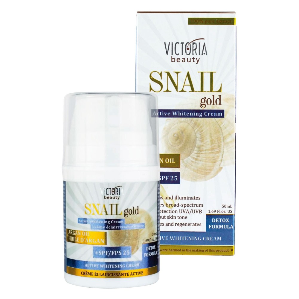 Crema Viso Schiarente alla bava di lumaca & Olio di Argan +SPF25 Snail GOLD 50ml Victoria Beauty