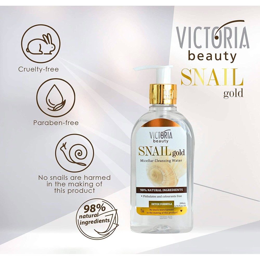 Acqua Micellare alla bava di lumaca & Olio di Argan Snail GOLD 200ml Victoria Beauty