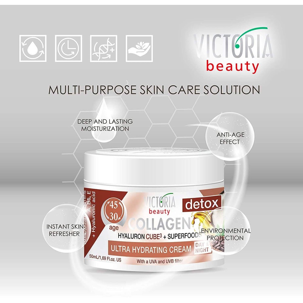 Ultra Hydrating Face Cream with Cocoa Green Tea Coconut 30-45 Victoria Beauty