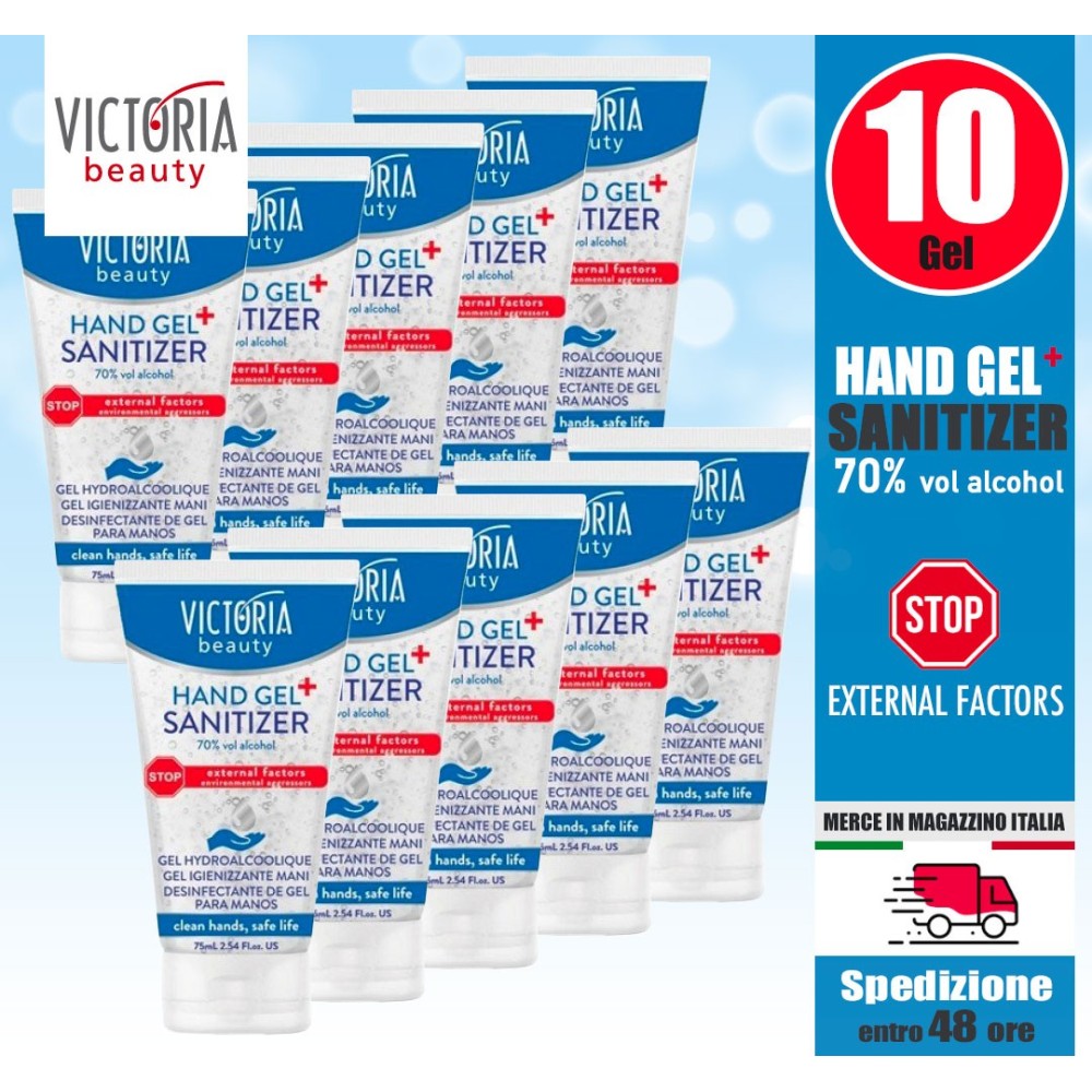 10 Gel Igienizzante Mani 75ml Antibatterico Disinfettante 70% Alcool