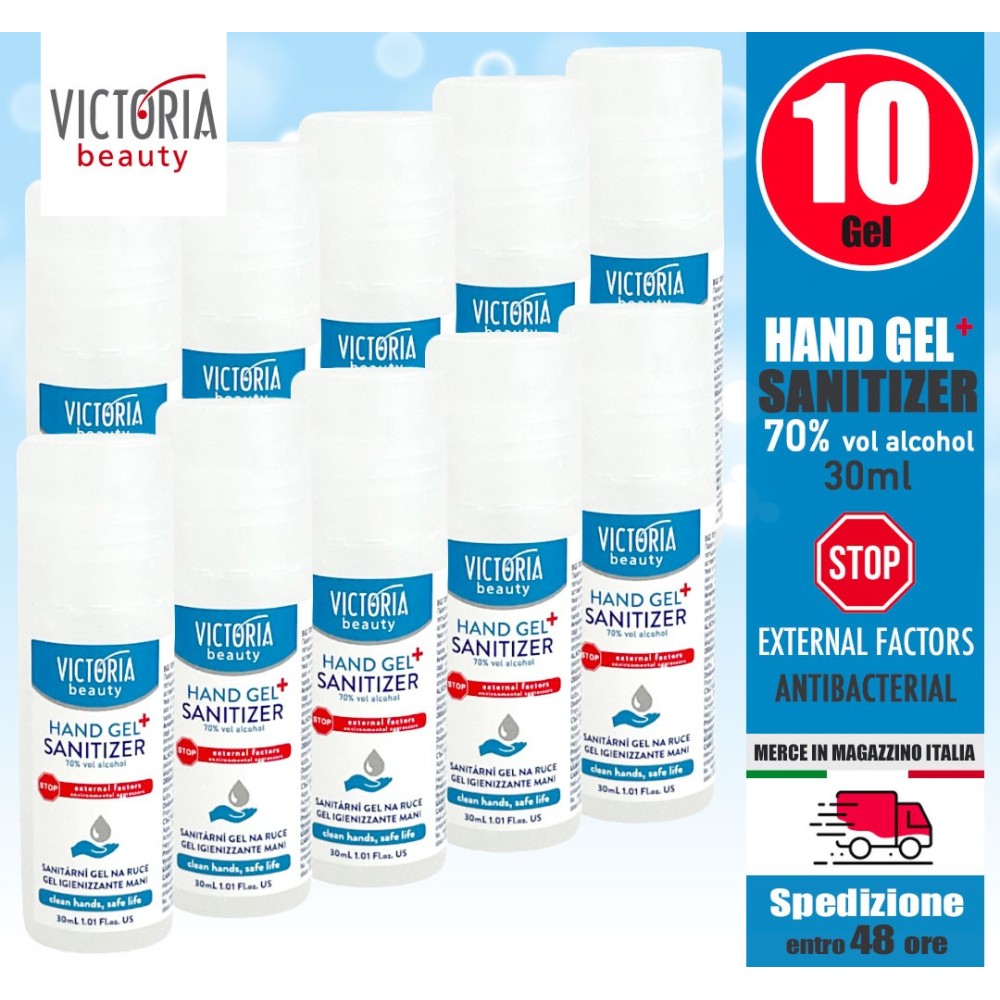 10 Gel Igienizzante Mani Antibatterico 30ml Victoria Beauty