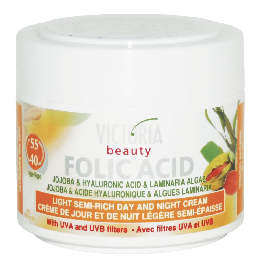 Crema Viso Olio di Jojoba Alga Laminaria e Acido Folico 40-55 Victoria Beauty