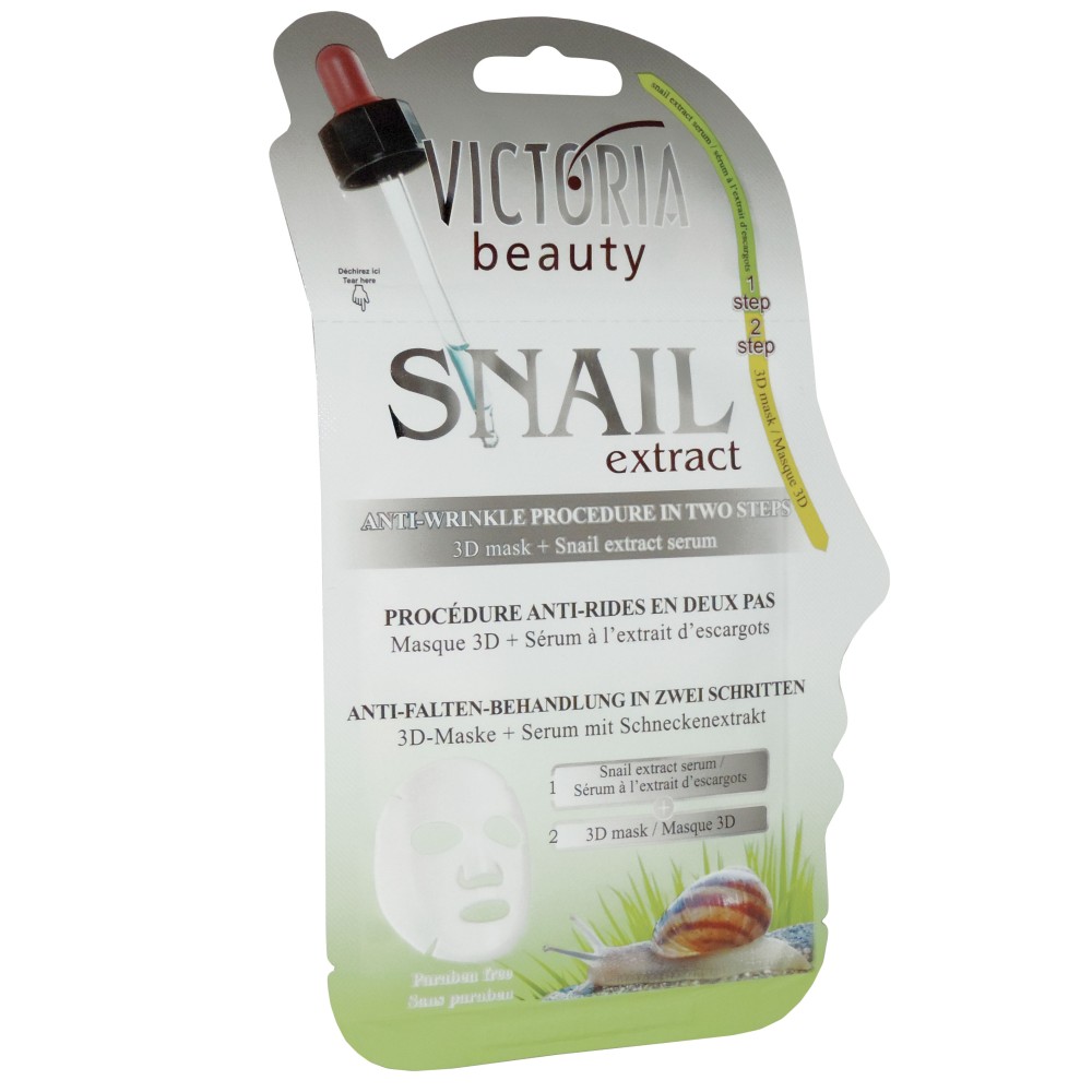 Maschera Viso 3D+Siero alla bava di lumaca 23gr SNAIL Extract Victoria Beauty