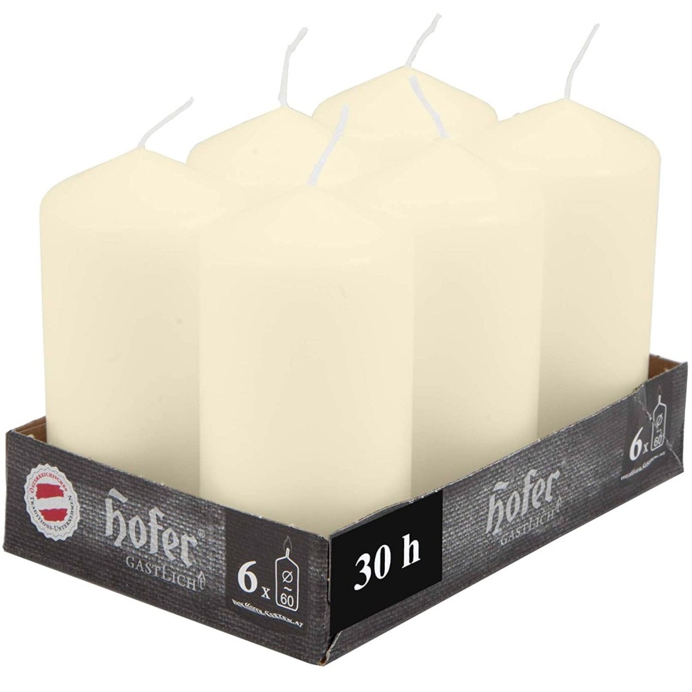 pHofer large cylindrical candles 6x12cm of high quality, suitable for professional use, without dripping and without producing a