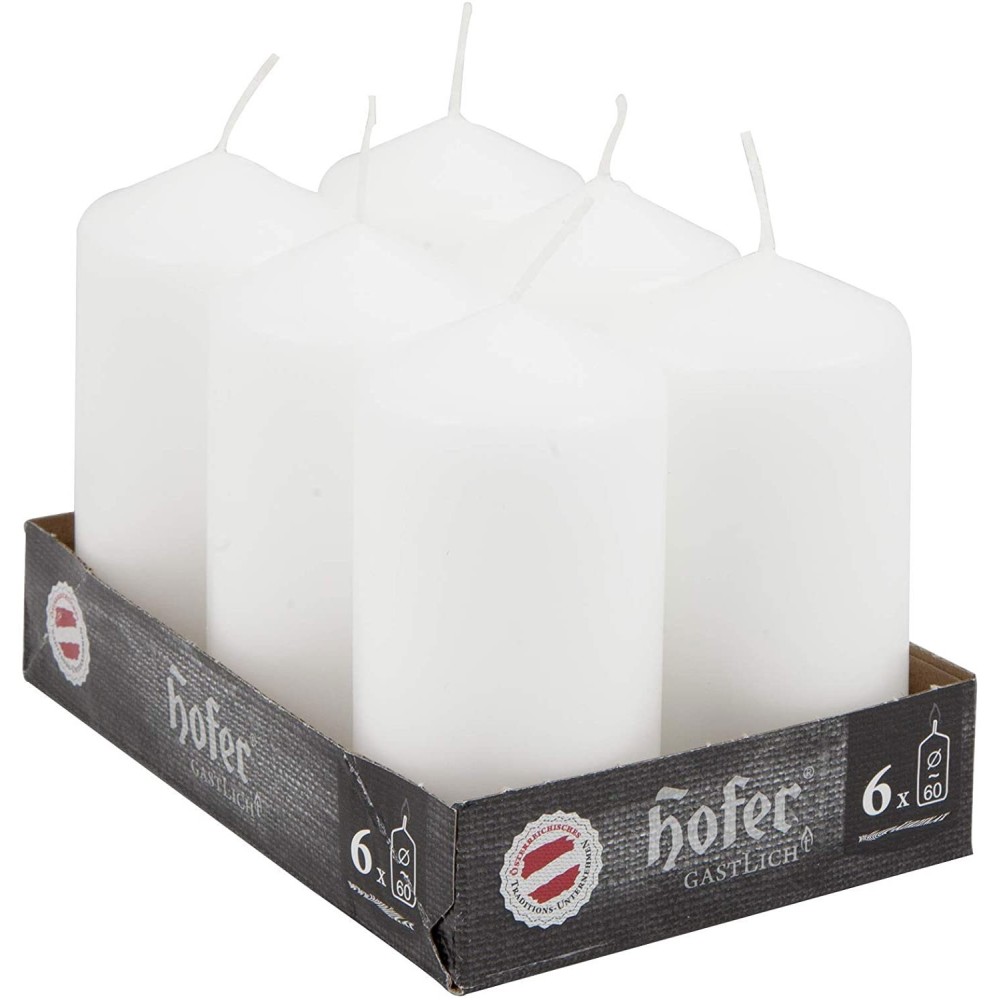 pHofer large cylindrical candles 6x12cm of high quality, suitable for professional use, without dripping and without producing a