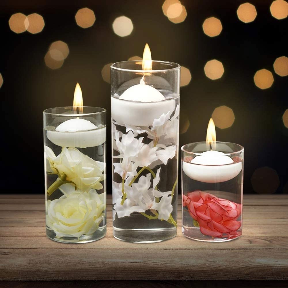 pHofer Floats Ivory Unscented Candles 5cm in packs of 10 pcs, from 2 to 4 hours burning time, ivory color. Perfect for professio