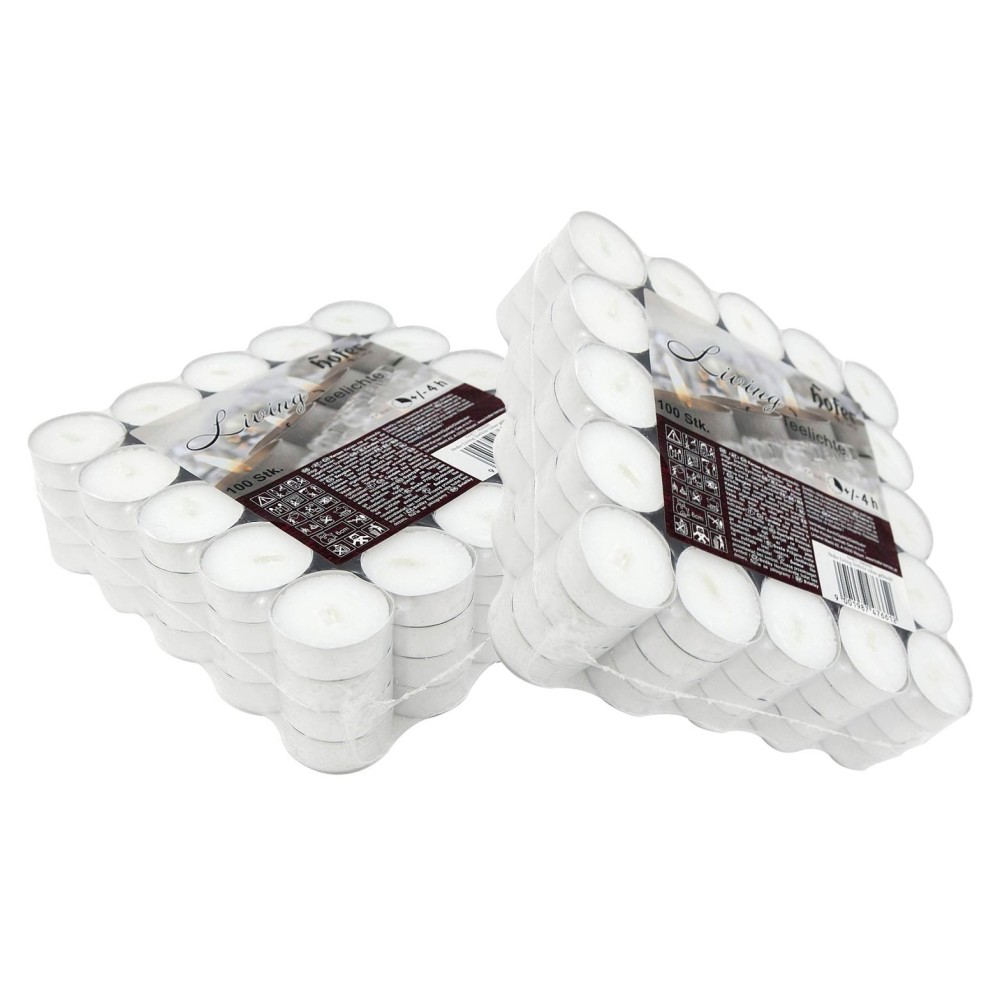 pHofer Living Tealight mini unscented candles in packs of 200 pcs, 4 burning time, white color. Ideal for tealight lanterns, dec