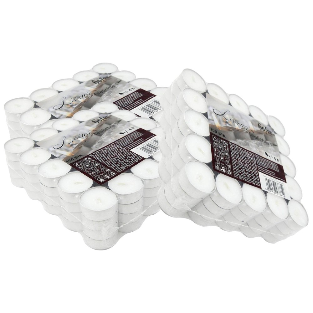 pHofer Living Tealight mini unscented candles in packs of 300 pcs, 4 burning time, white color. Ideal for tealight lanterns, dec