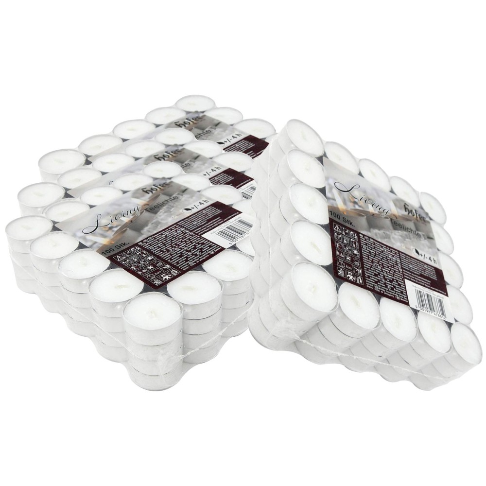 pHofer Living Tealight mini unscented candles in packs of 400 pcs, 4 burning time, white color. Ideal for tealight lanterns, dec