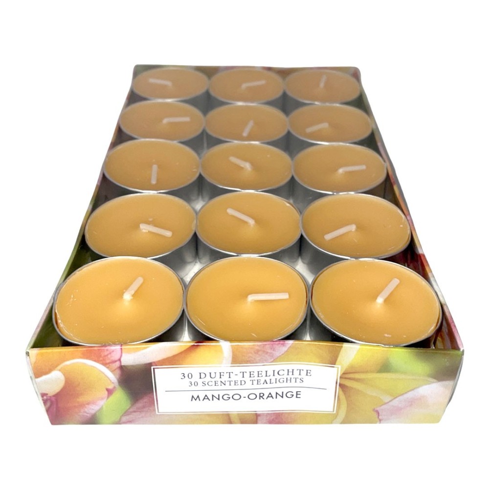 p30 scented candles with Mango-Orange scented vegetable wax to make your environment fresh and fragrant. The classic tea lights 