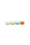 p'Sunny Day' glass candle holder with 4 yellow, orange, blue, green assorted colors, height 30 mm, Ø50 mm. Pajoma 61141./p