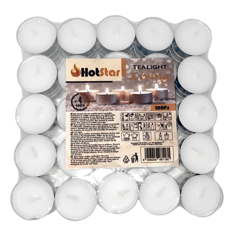 Hofer Maxi Tealight Candele Lumini Non profumati 8h 57mm 36Pz Bianco