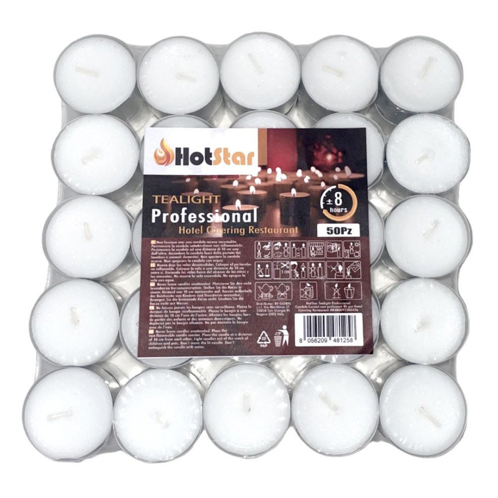 HotStar Professional Tealight Candele Lumini Non profumati 8h 50Pz Bianco